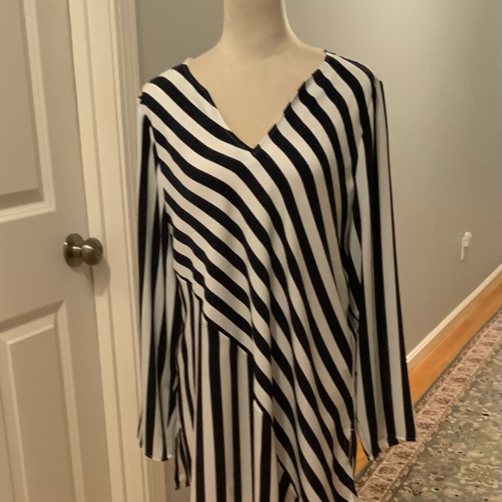 Great ladies 🔥NWOT,BUY IT NOW🔥 Chico’s, blue/white stripe tunic size 3.(14-16) - Picture 3 of 7
